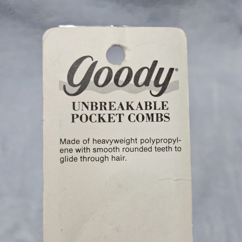 Vintage 1989 Goody 2‎ Unbreakable Combs Made in USA Smooth Rounded Teeth Black